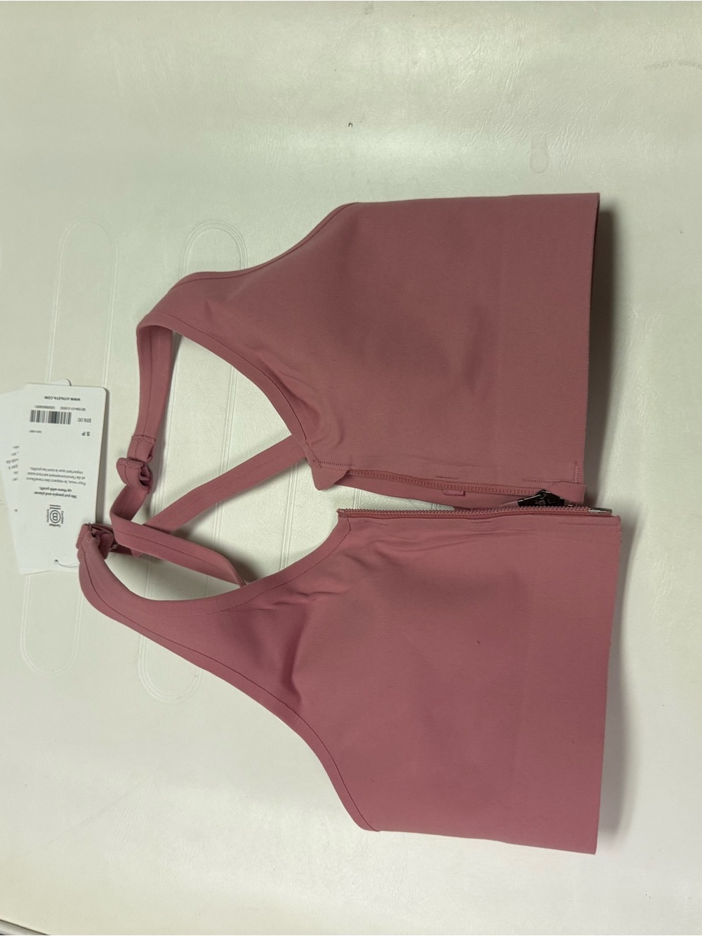 Athleta Mauve Pink Front-Zip Sports Bra